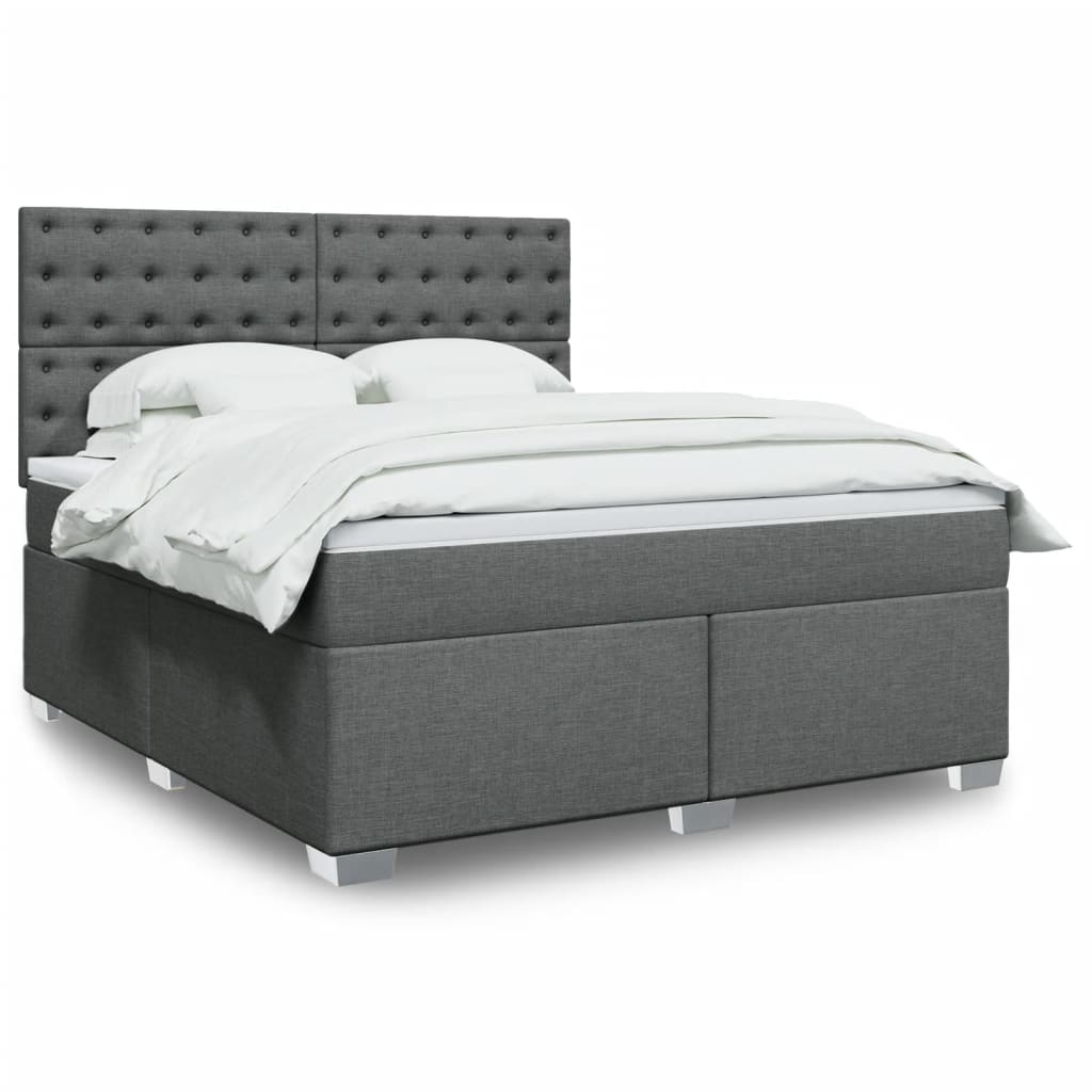 JUNG Vida Boxspringbett mit Matratze Dunkelgrau 180x200 cm Stoff
