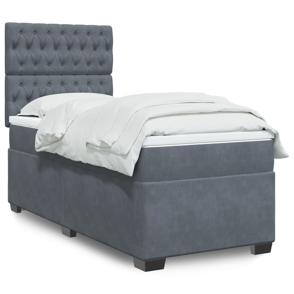 JUNG Vida Boxspringbett mit Matratze Dunkelgrau 80x200 cm Samt