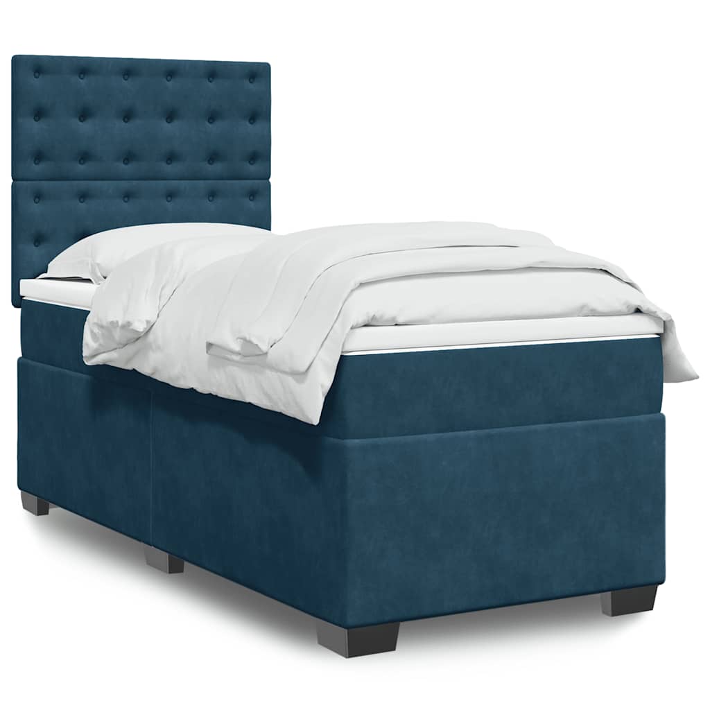 JUNG Vida Boxspringbett mit Matratze Blau 80x200 cm Samt
