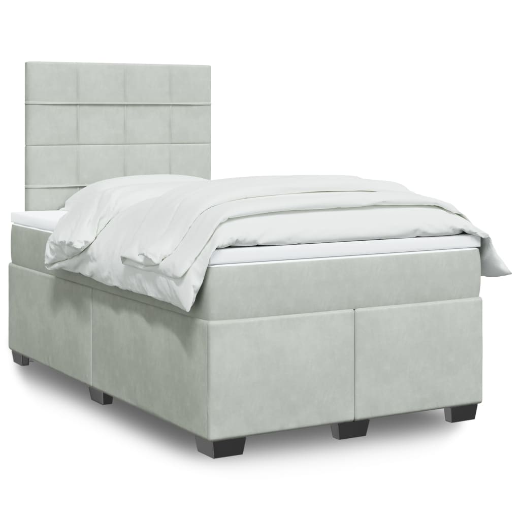 JUNG Vida Boxspringbett mit Matratze Hellgrau 120x190 cm Samt