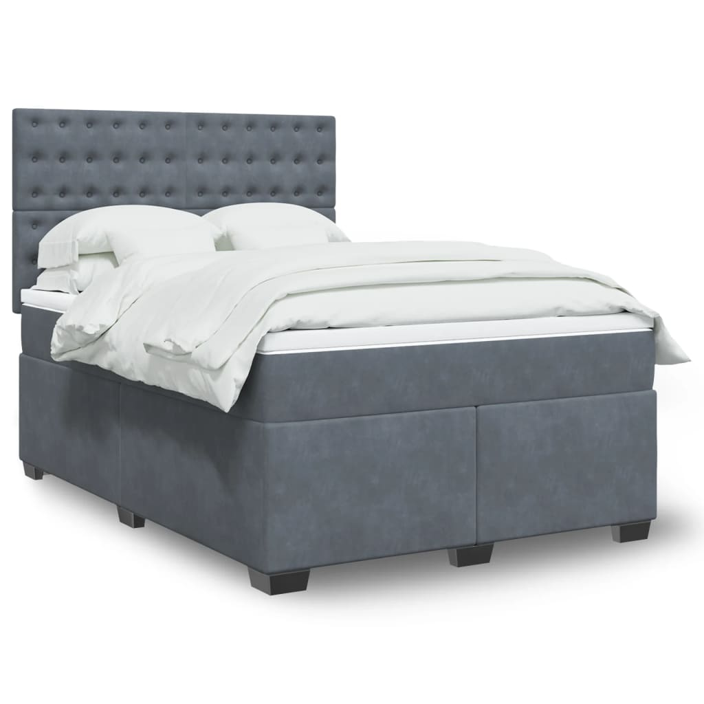 JUNG Vida Boxspringbett mit Matratze Dunkelgrau 140x190 cm Samt
