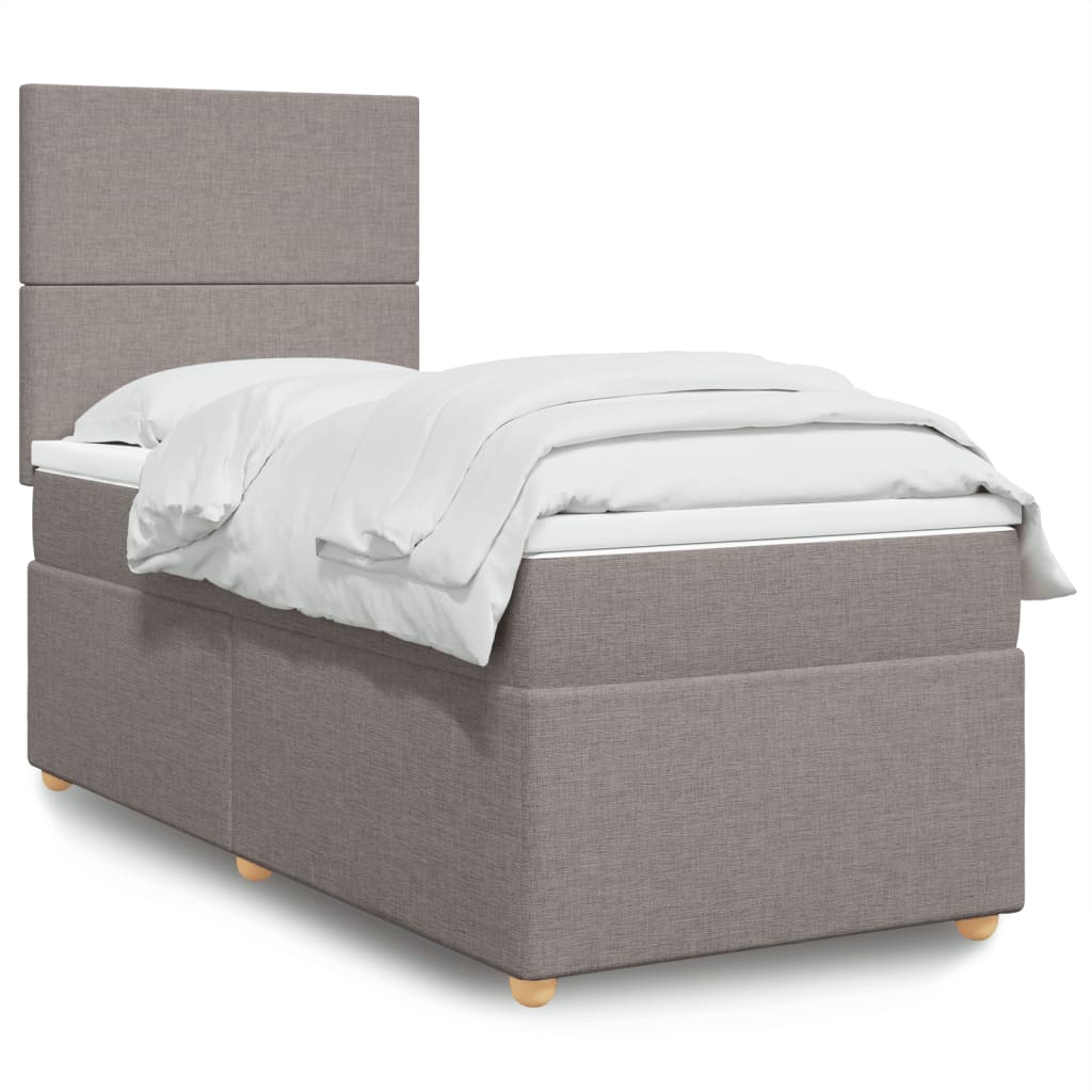 JUNG Vida Boxspringbett mit Matratze Taupe 80x200 cm Stoff