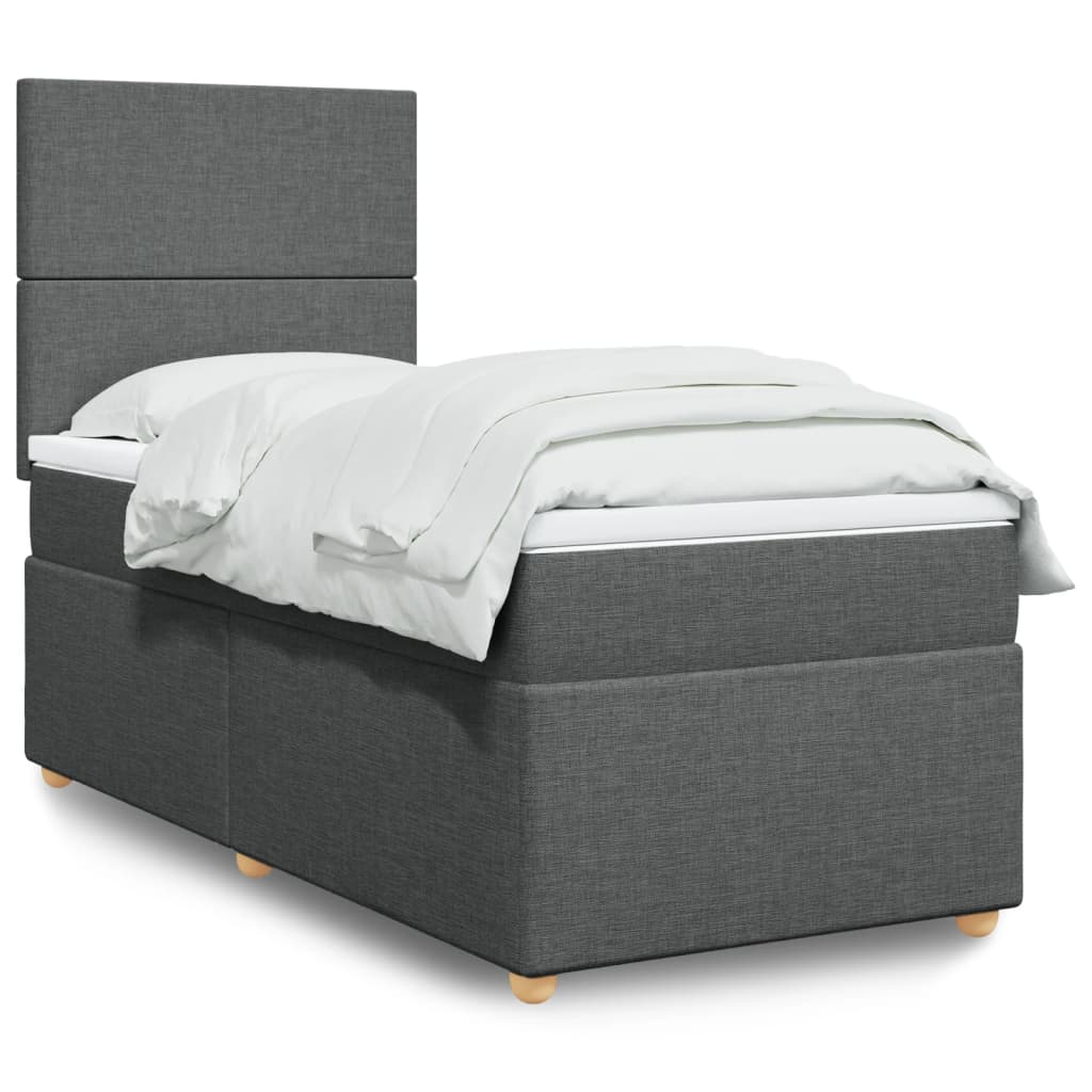 JUNG Vida Boxspringbett mit Matratze Dunkelgrau 90x190 cm Stoff