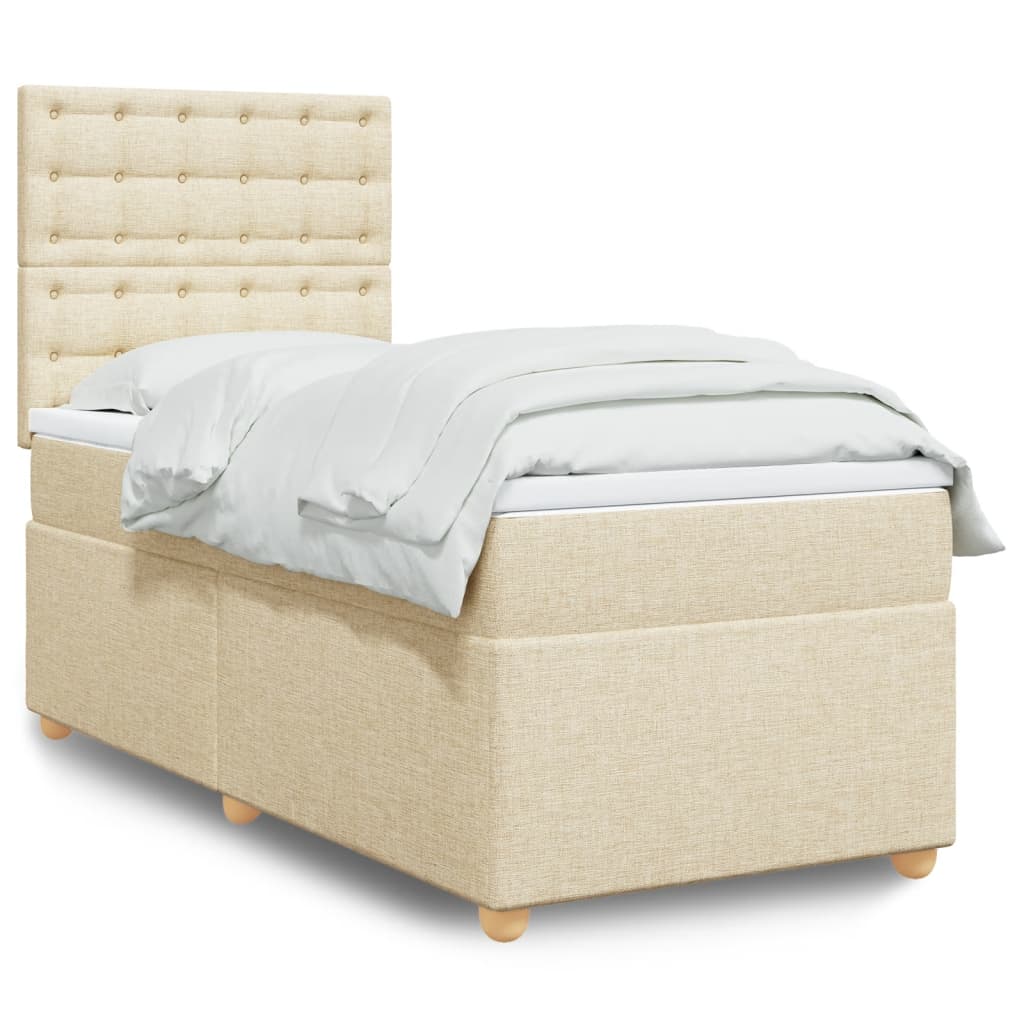 JUNG Vida Boxspringbett mit Matratze Creme 90x190 cm Stoff
