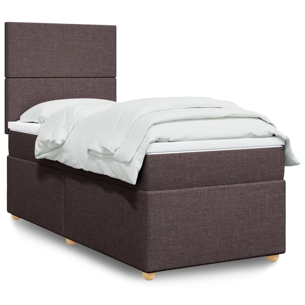 JUNG Vida Boxspringbett mit Matratze Dunkelbraun 90x200 cm Stoff