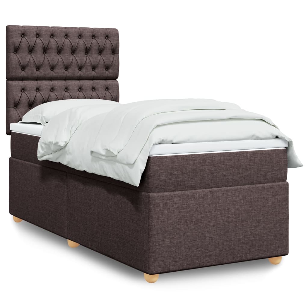 JUNG Vida Boxspringbett mit Matratze Dunkelbraun 90x200 cm Stoff