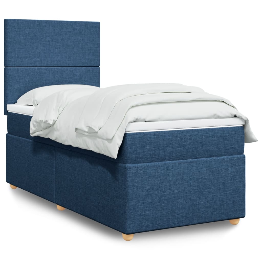 JUNG Vida Boxspringbett mit Matratze Blau 100x200 cm Stoff