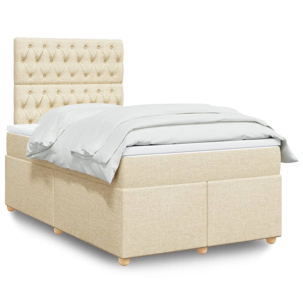 JUNG Vida Boxspringbett mit Matratze Creme 120x190 cm Stoff
