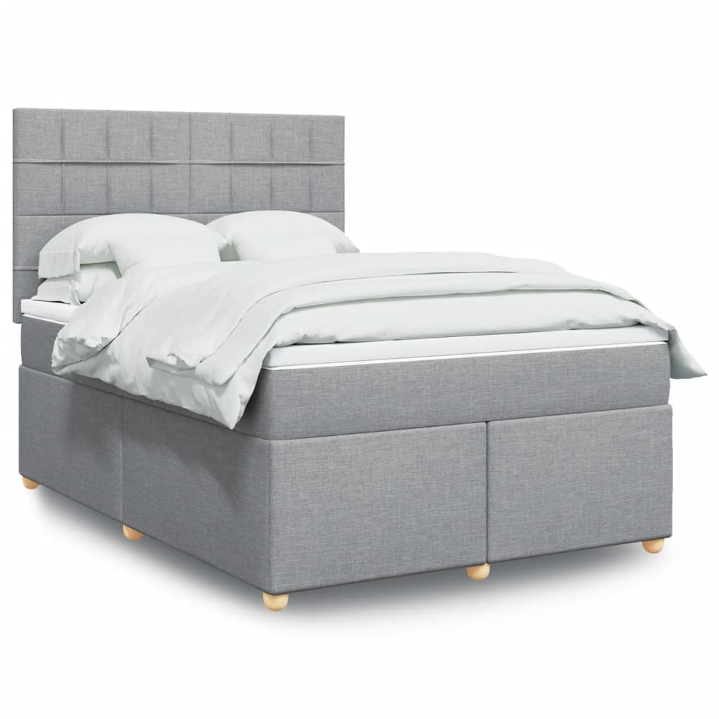 JUNG Vida Boxspringbett mit Matratze Hellgrau 140x190 cm Stoff