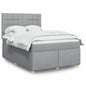 JUNG Vida Boxspringbett mit Matratze Hellgrau 140x190 cm Stoff