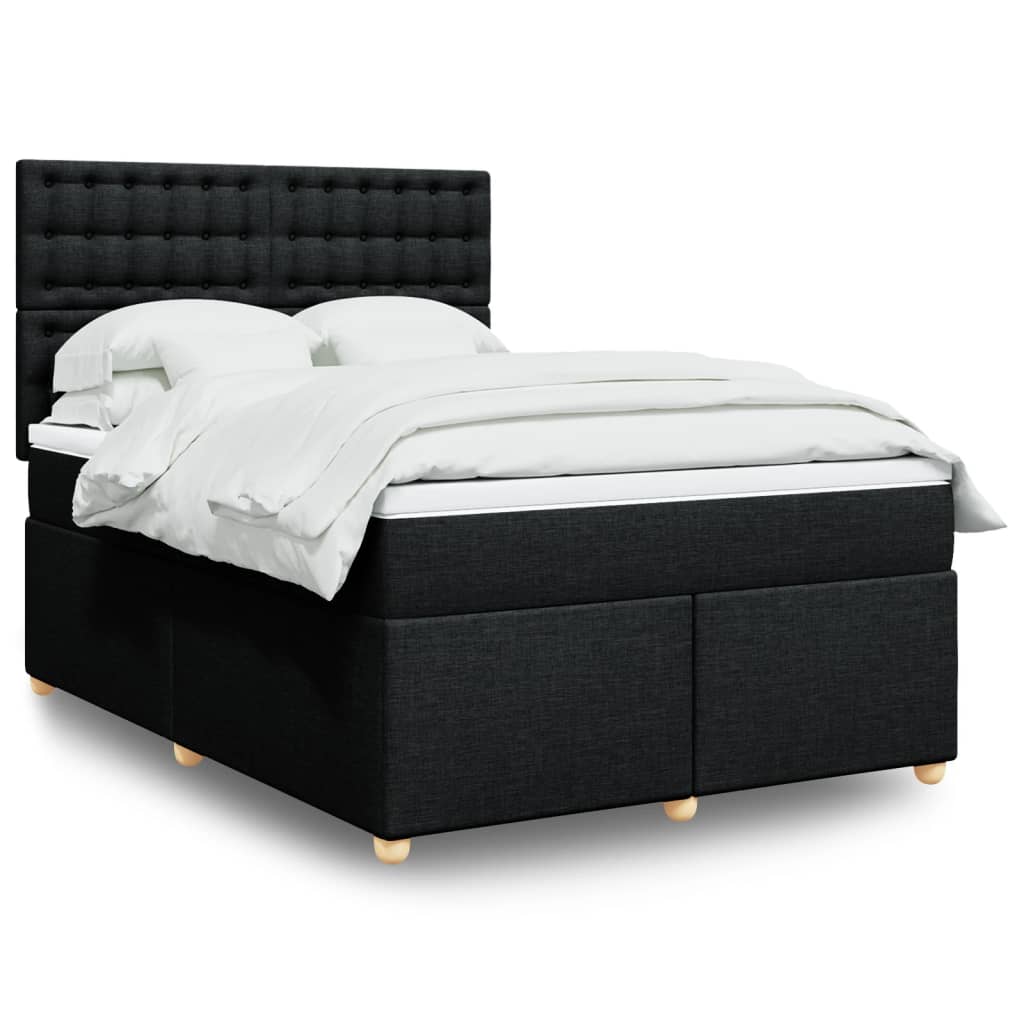 JUNG Vida Boxspringbett mit Matratze Schwarz 140x190 cm Stoff