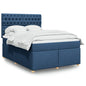 JUNG Vida Boxspringbett mit Matratze Blau 140x200 cm Stoff