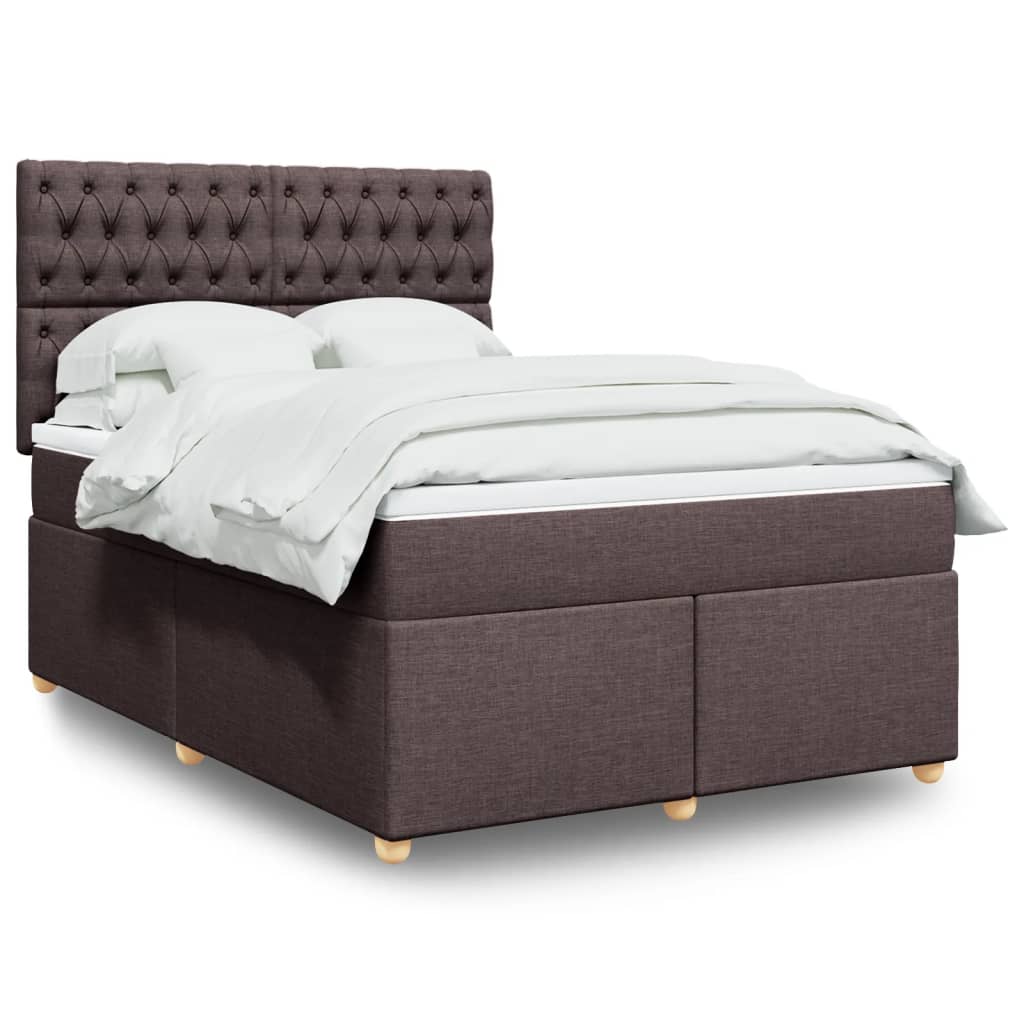 JUNG Vida Boxspringbett mit Matratze Dunkelbraun 160x200 cm Stoff
