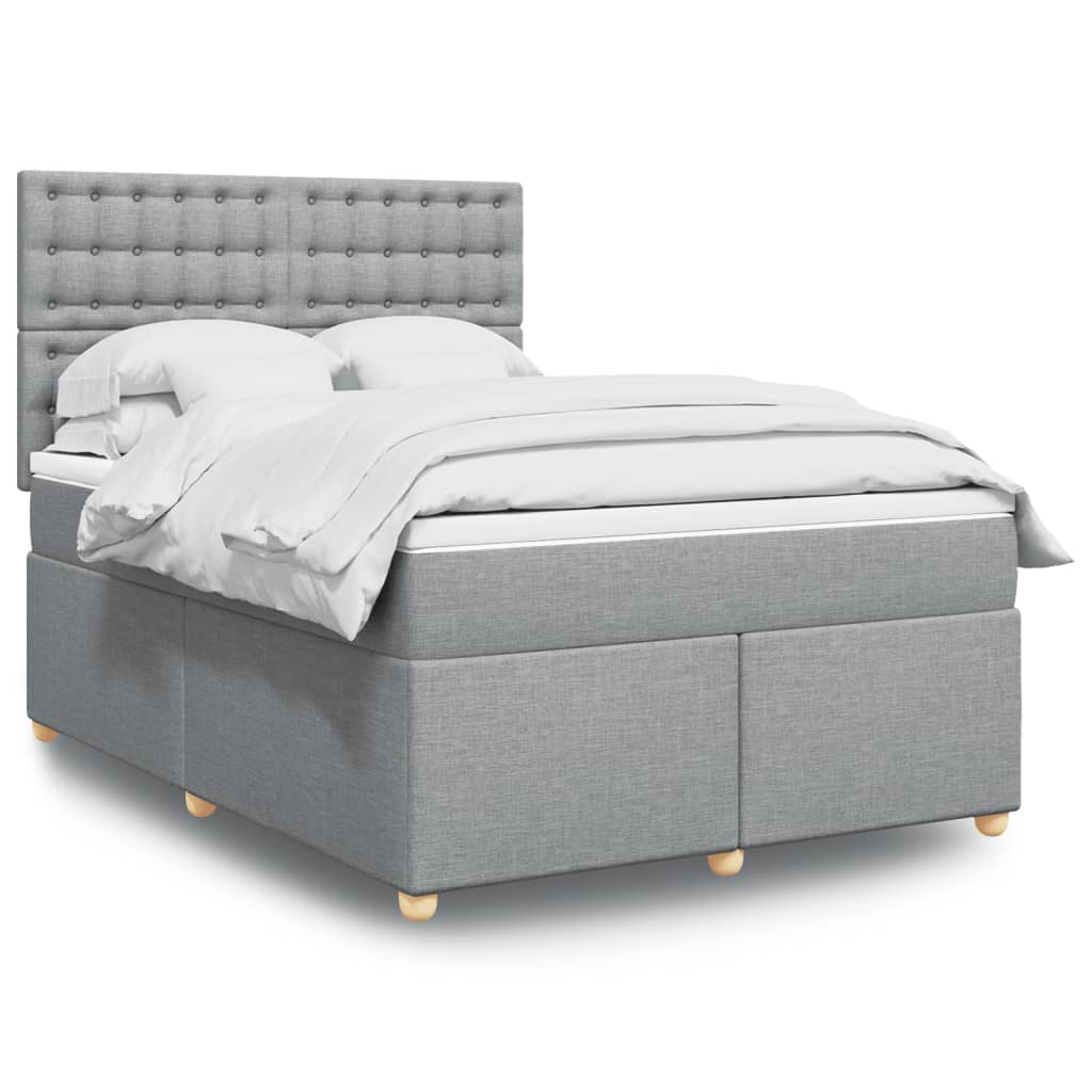 JUNG Vida Boxspringbett mit Matratze Hellgrau 160x200 cm Stoff