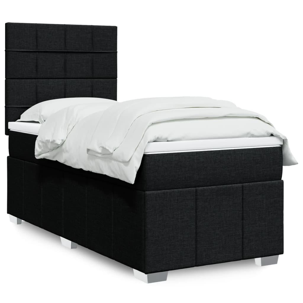 JUNG Vida Boxspringbett mit Matratze Schwarz 80x200 cm Stoff