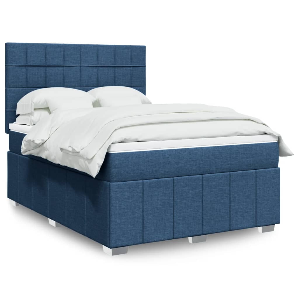 JUNG Vida Boxspringbett mit Matratze Blau 140x200 cm Stoff