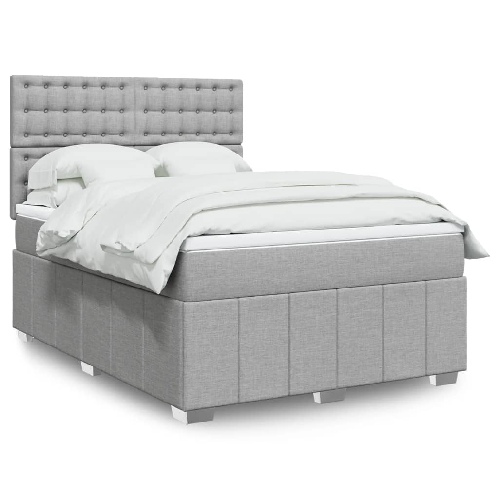 JUNG Vida Boxspringbett mit Matratze Hellgrau 160x200 cm Stoff
