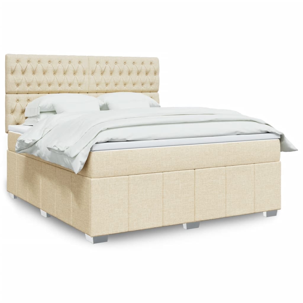 JUNG Vida Boxspringbett mit Matratze Creme 180x200 cm Stoff