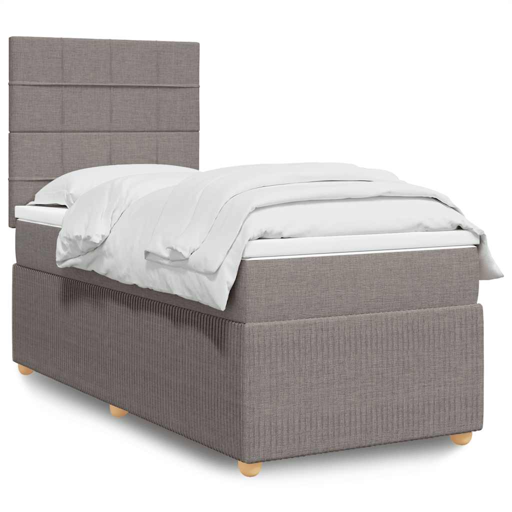JUNG Vida Boxspringbett mit Matratze Taupe 100x200 cm Stoff