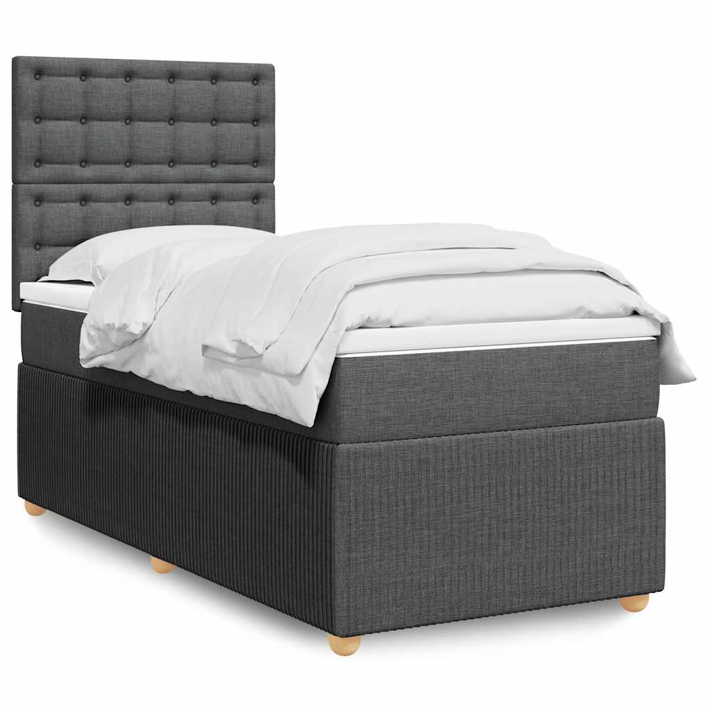 JUNG Vida Boxspringbett mit Matratze Dunkelgrau 100x200 cm Stoff