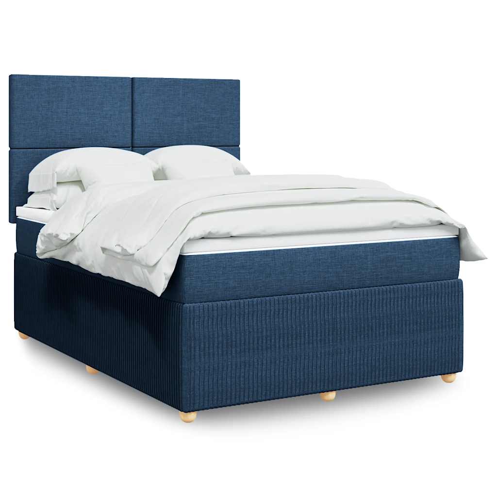 JUNG Vida Boxspringbett mit Matratze Blau 140x190 cm Stoff