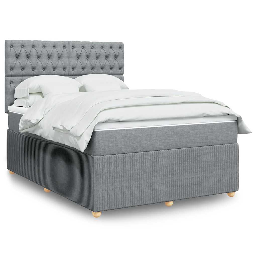 JUNG Vida Boxspringbett mit Matratze Hellgrau 140x200 cm Stoff