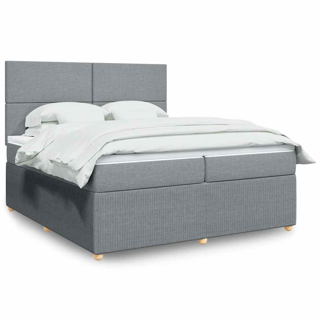 JUNG Vida Boxspringbett mit Matratze Hellgrau 200x200 cm Stoff