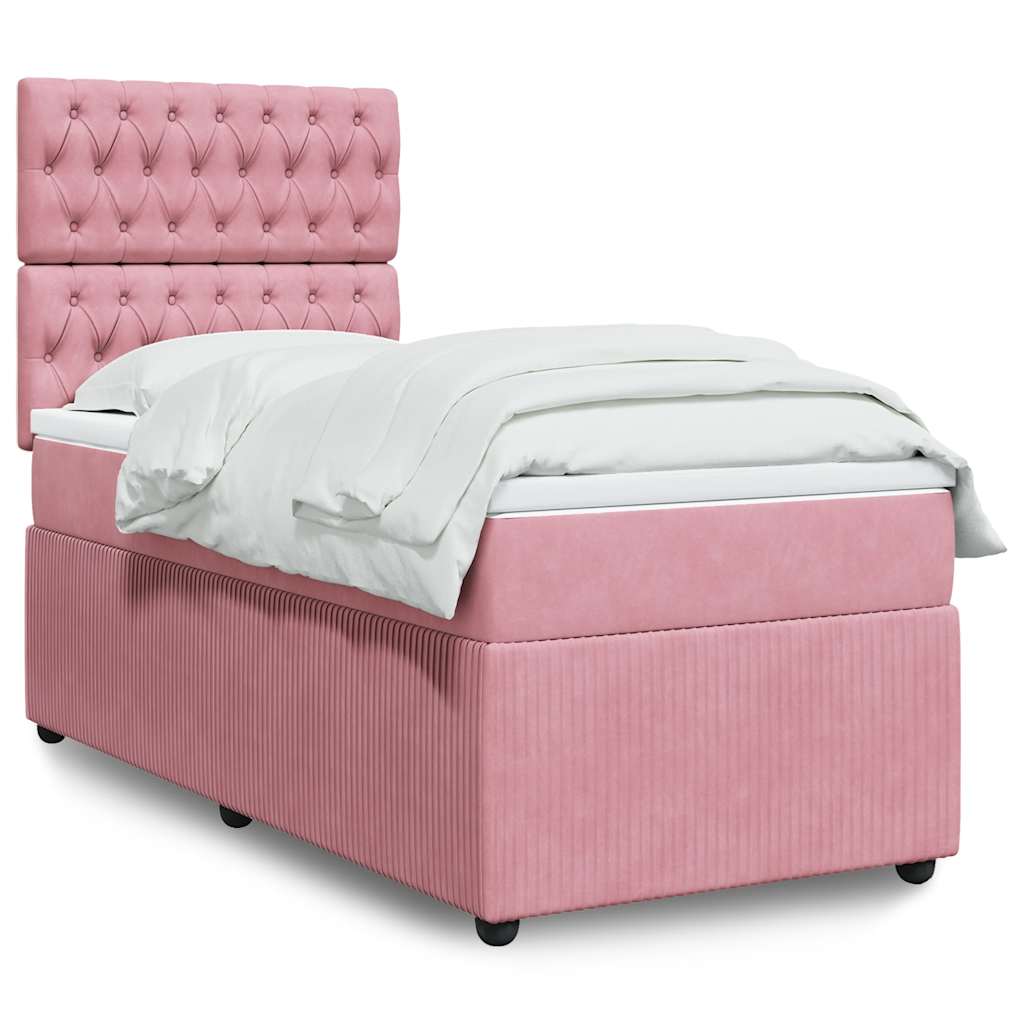JUNG Vida Boxspringbett mit Matratze Rosa 90x190 cm Samt