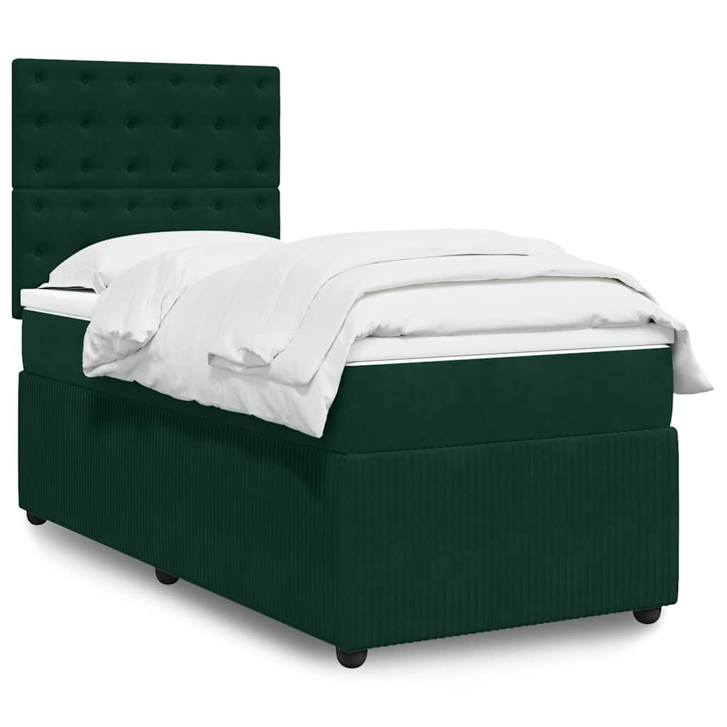 JUNG Vida Boxspringbett mit Matratze Dunkelgrün 90x190 cm Samt