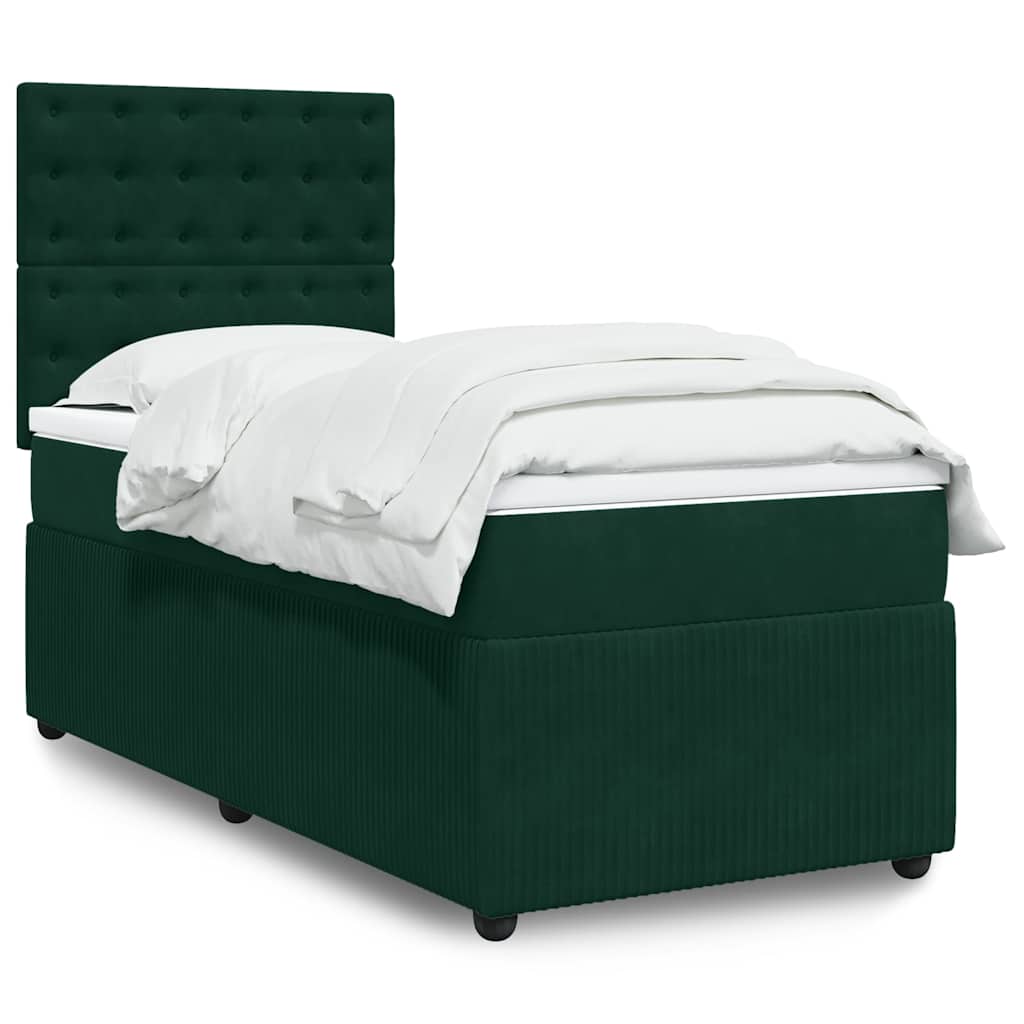 JUNG Vida Boxspringbett mit Matratze Dunkelgrün 90x200 cm Samt