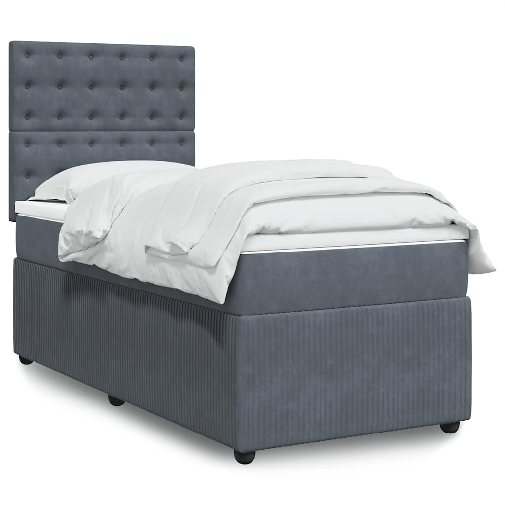 JUNG Vida Boxspringbett mit Matratze Dunkelgrau 100x200 cm Samt
