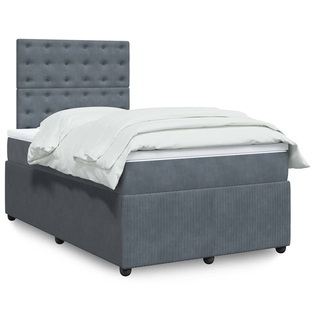 JUNG Vida Boxspringbett mit Matratze Dunkelgrau 120x190 cm Samt