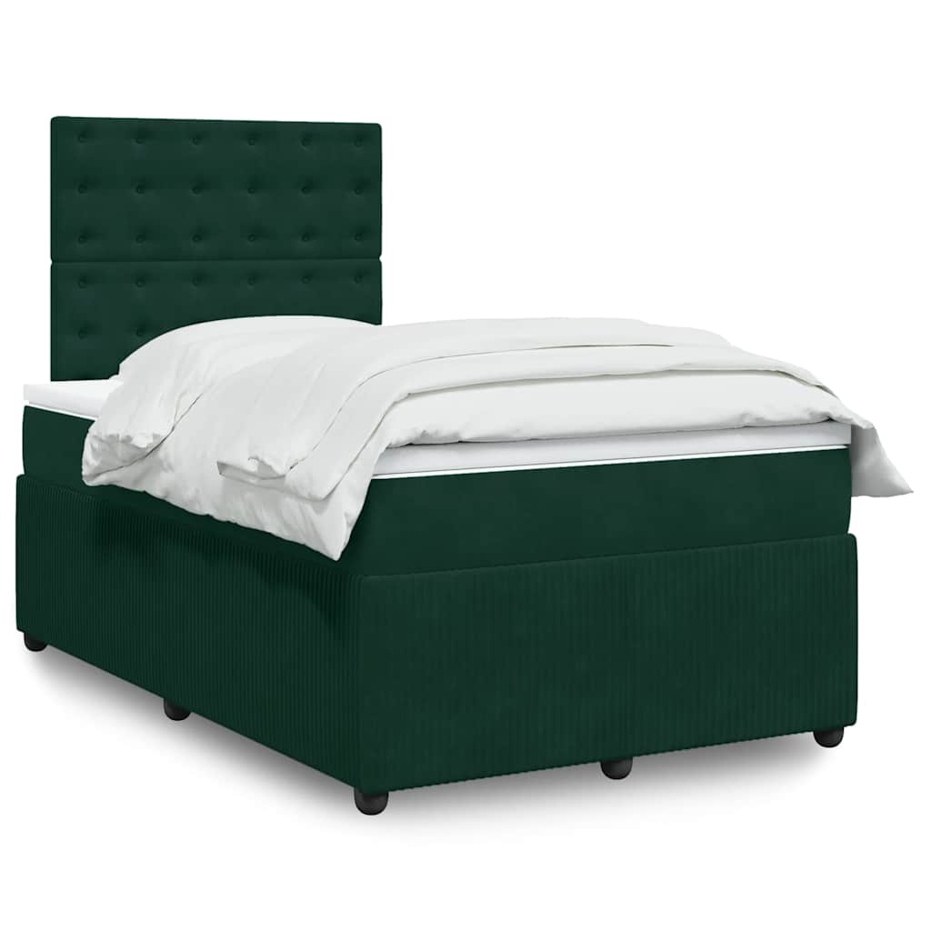 JUNG Vida Boxspringbett mit Matratze Dunkelgrün 120x190 cm Samt