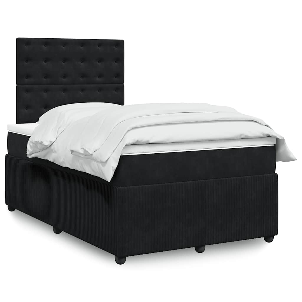 JUNG Vida Boxspringbett mit Matratze Schwarz 120x200 cm Samt