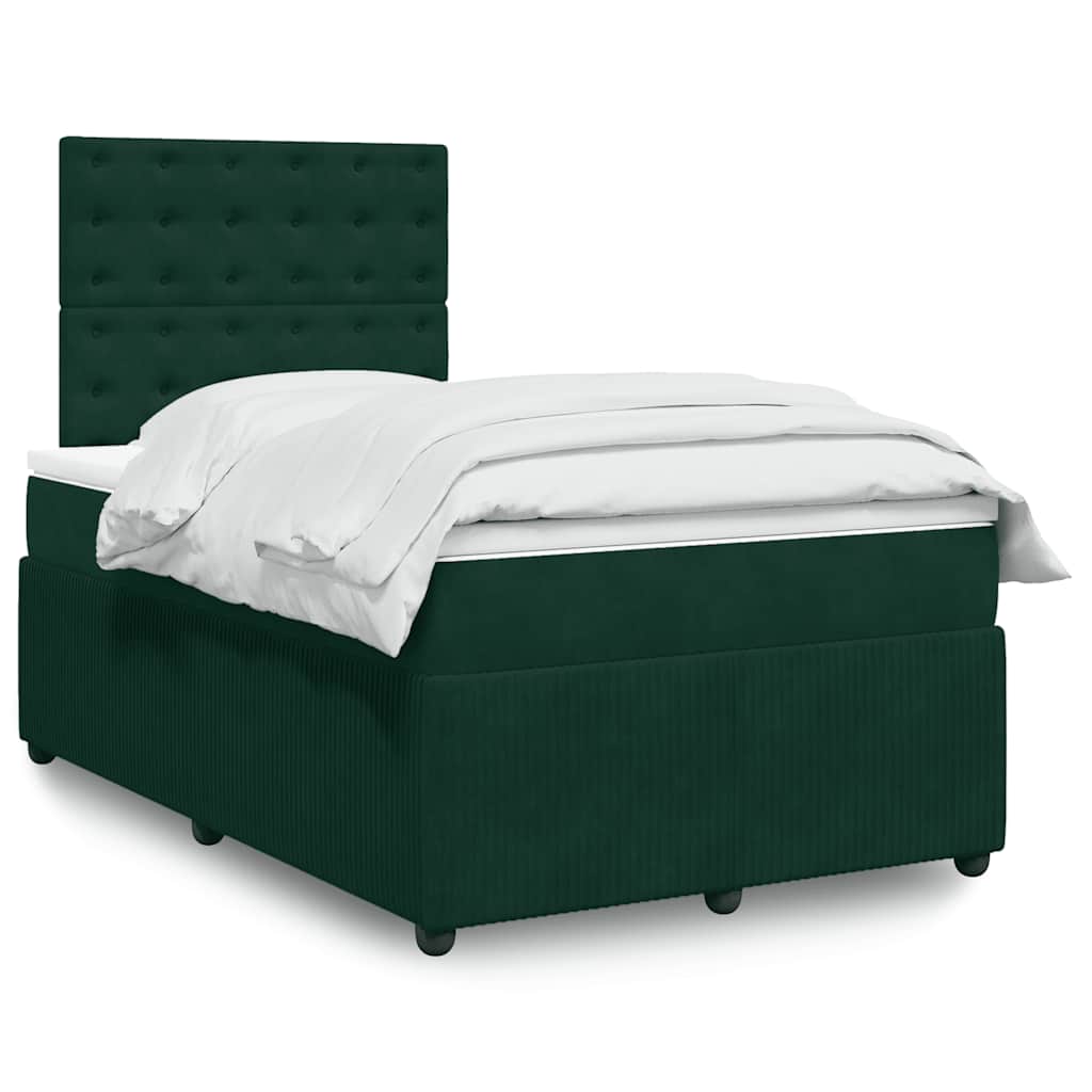 JUNG Vida Boxspringbett mit Matratze Dunkelgrün 120x200 cm Samt
