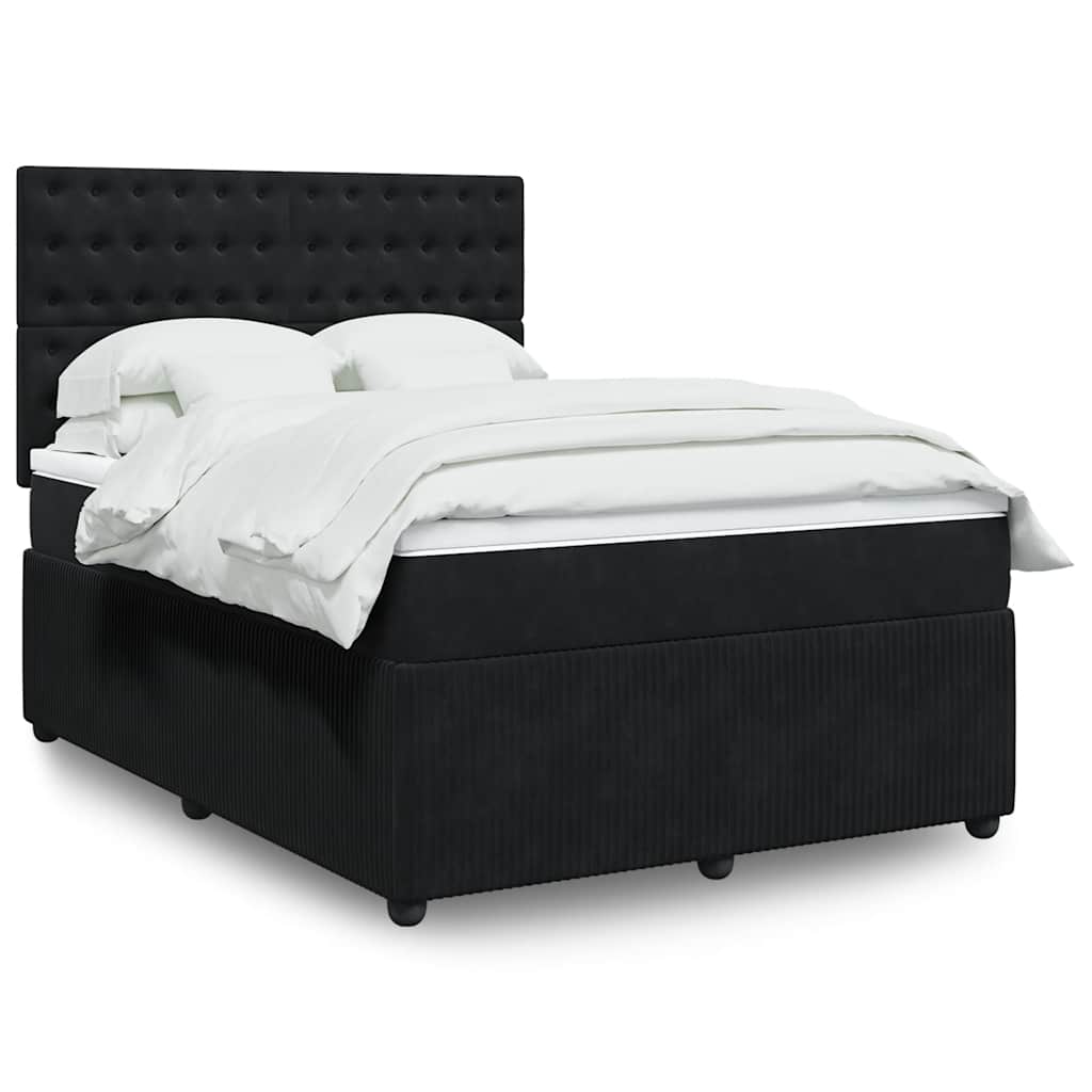 JUNG Vida Boxspringbett mit Matratze Schwarz 160x200 cm Samt