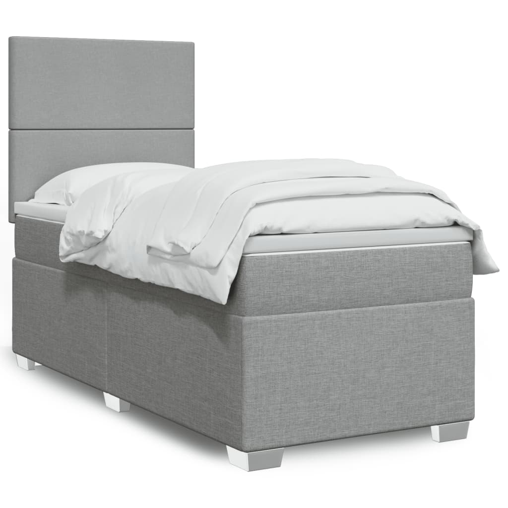 JUNG Vida Boxspringbett mit Matratze Hellgrau 90x190 cm Stoff