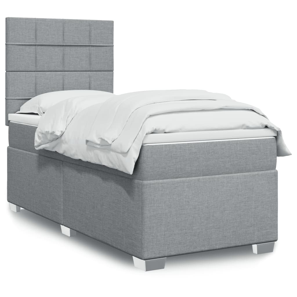 JUNG Vida Boxspringbett mit Matratze Hellgrau 90x190 cm Stoff