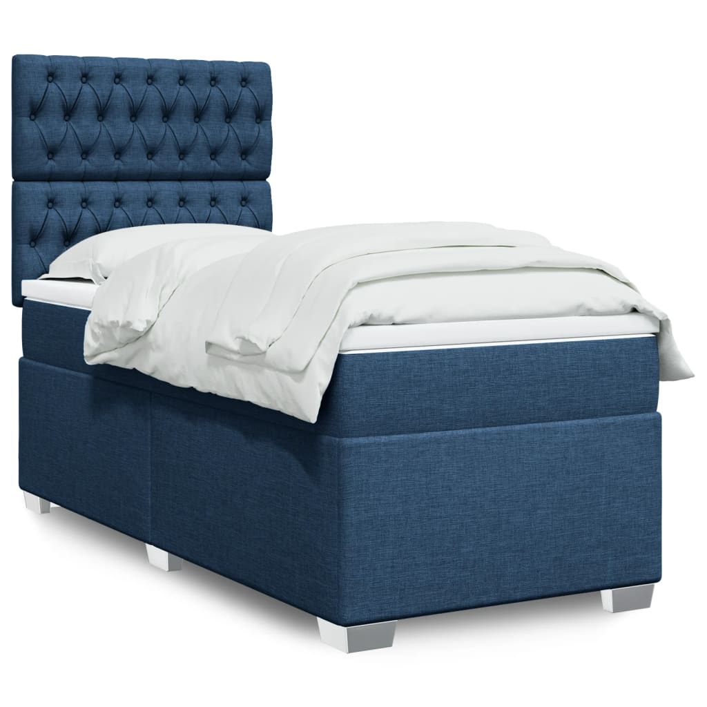 JUNG Vida Boxspringbett mit Matratze Blau 90x190 cm Stoff