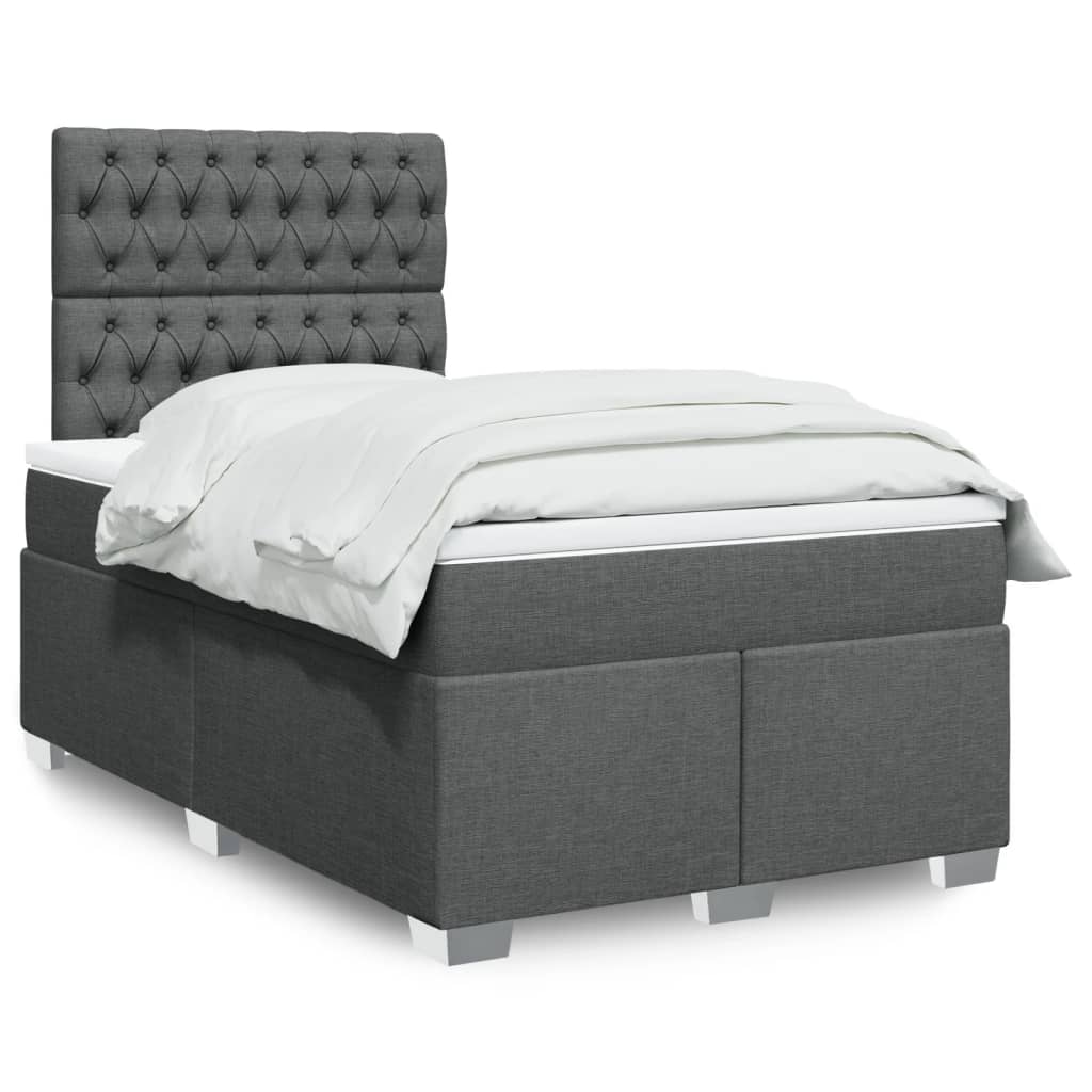 JUNG Vida Boxspringbett mit Matratze Dunkelgrau 120x200 cm Stoff