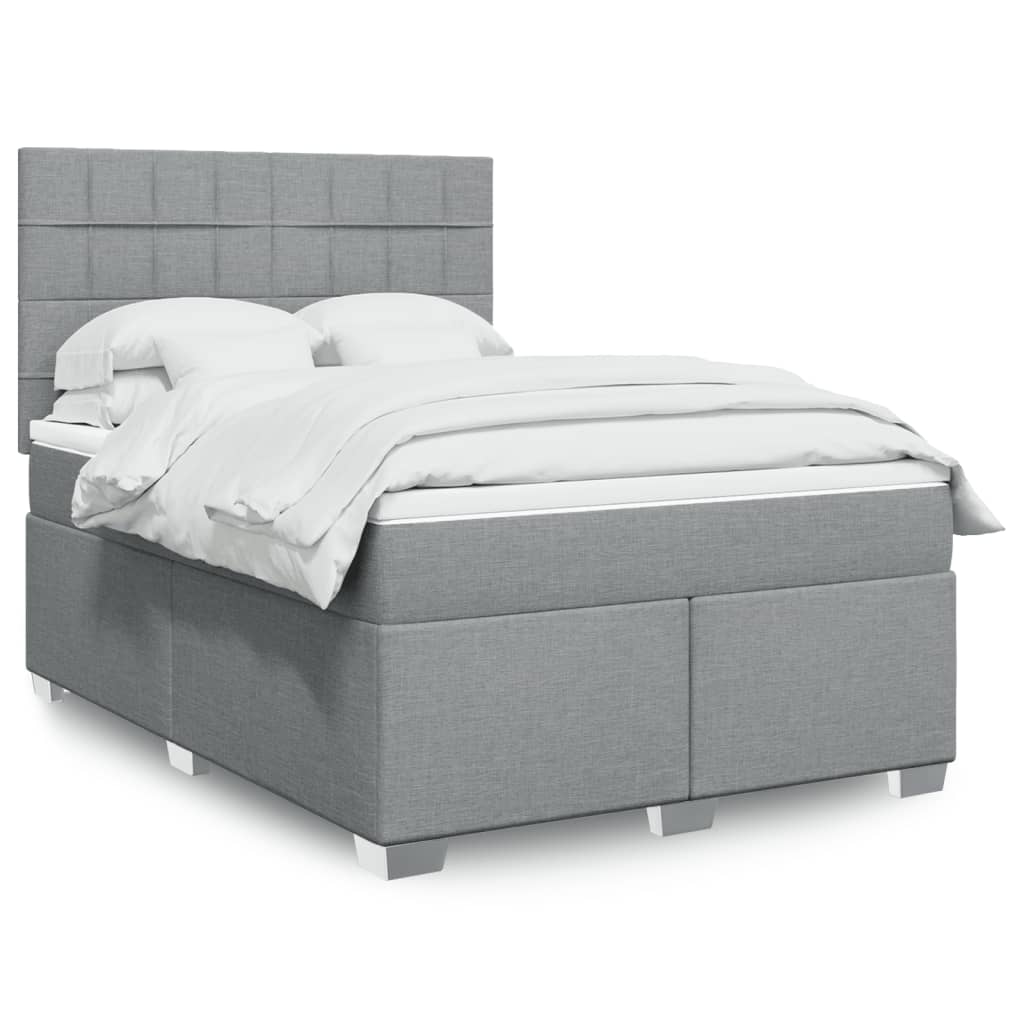 JUNG Vida Boxspringbett mit Matratze Hellgrau 140x190 cm Stoff