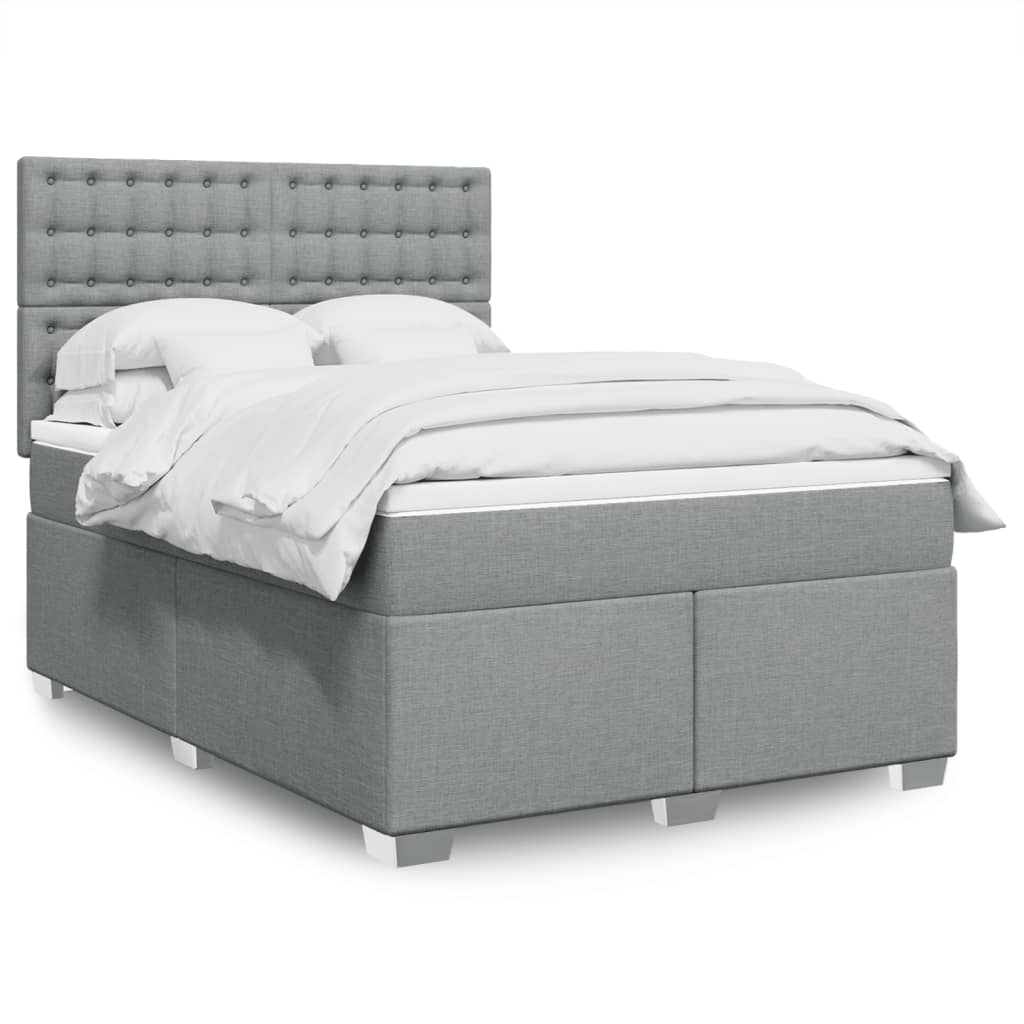 JUNG Vida Boxspringbett mit Matratze Hellgrau 140x200 cm Stoff