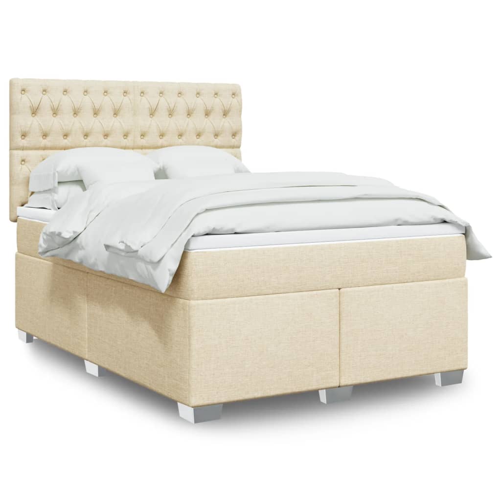 JUNG Vida Boxspringbett mit Matratze Creme 160x200 cm Stoff