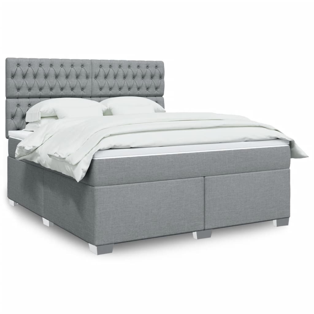 JUNG Vida Boxspringbett mit Matratze Hellgrau 180x200 cm Stoff