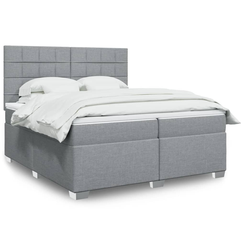 JUNG Vida Boxspringbett mit Matratze Hellgrau 200x200 cm Stoff