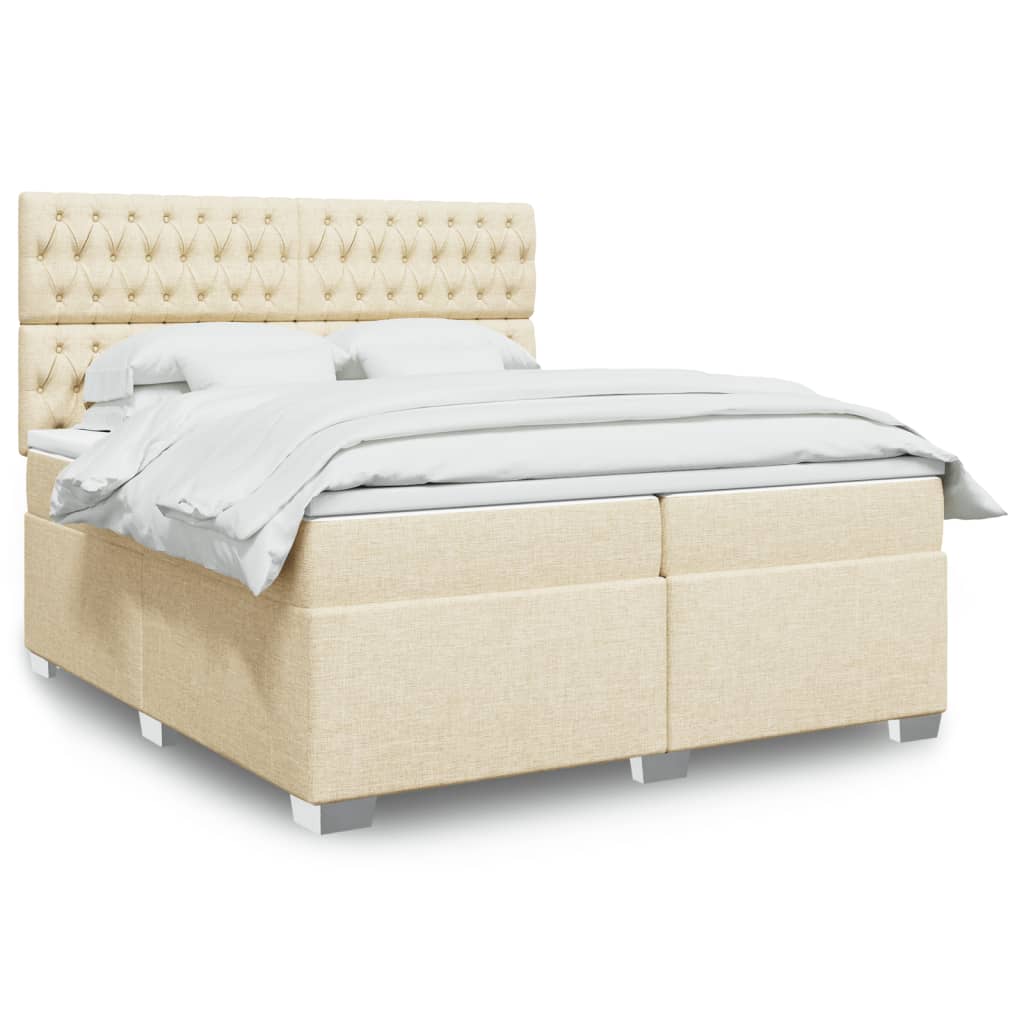 JUNG Vida Boxspringbett mit Matratze Creme 200x200 cm Stoff