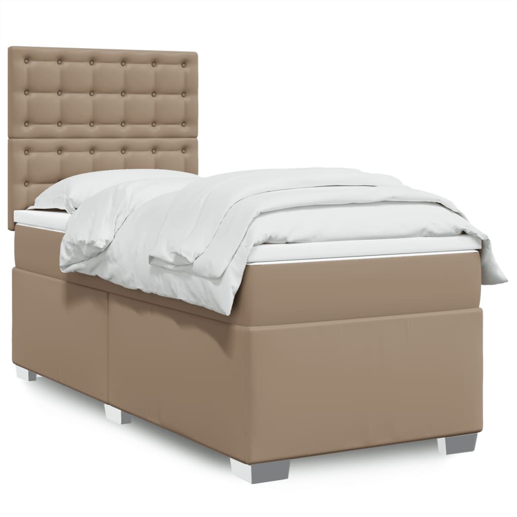 JUNG Vida Boxspringbett Matratze Cappuccino-Braun 100x200cm Kunstleder