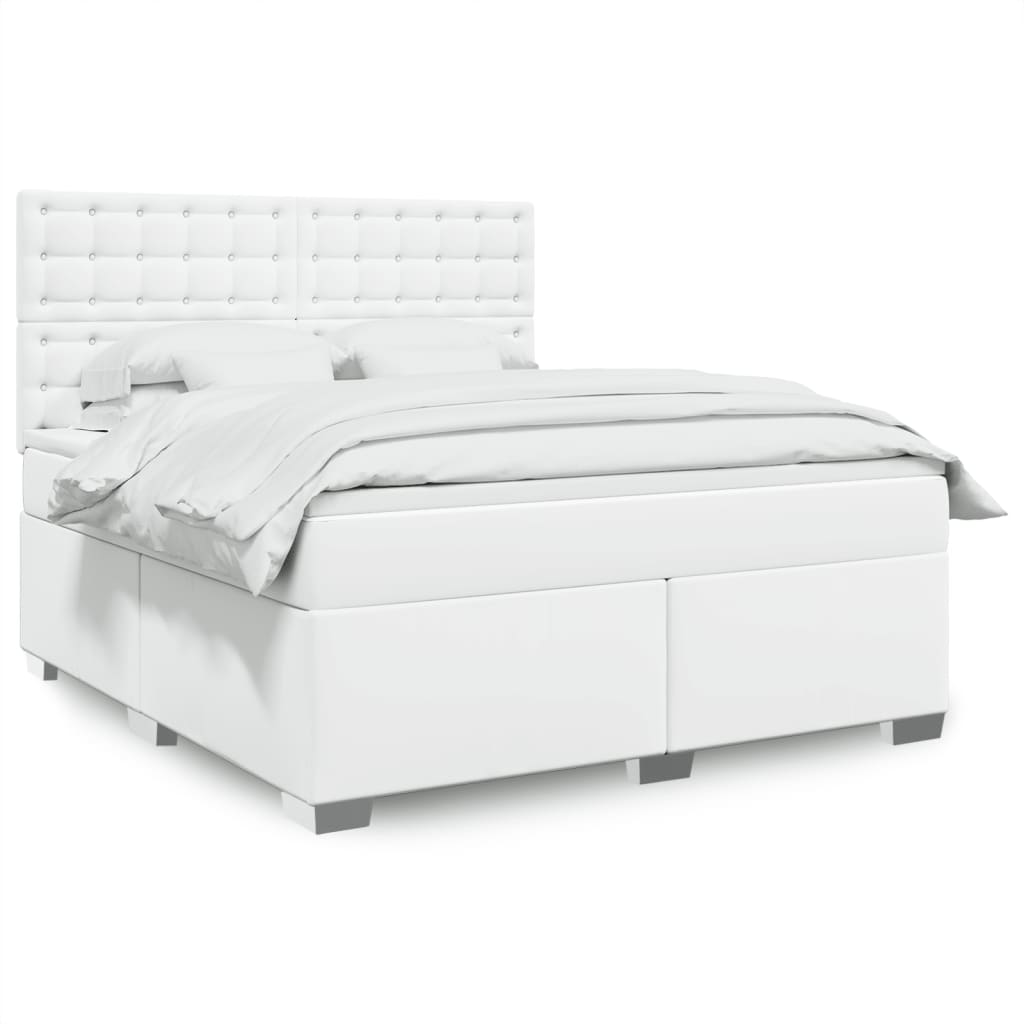 JUNG Vida Boxspringbett mit Matratze Weiß 180x200 cm Kunstleder