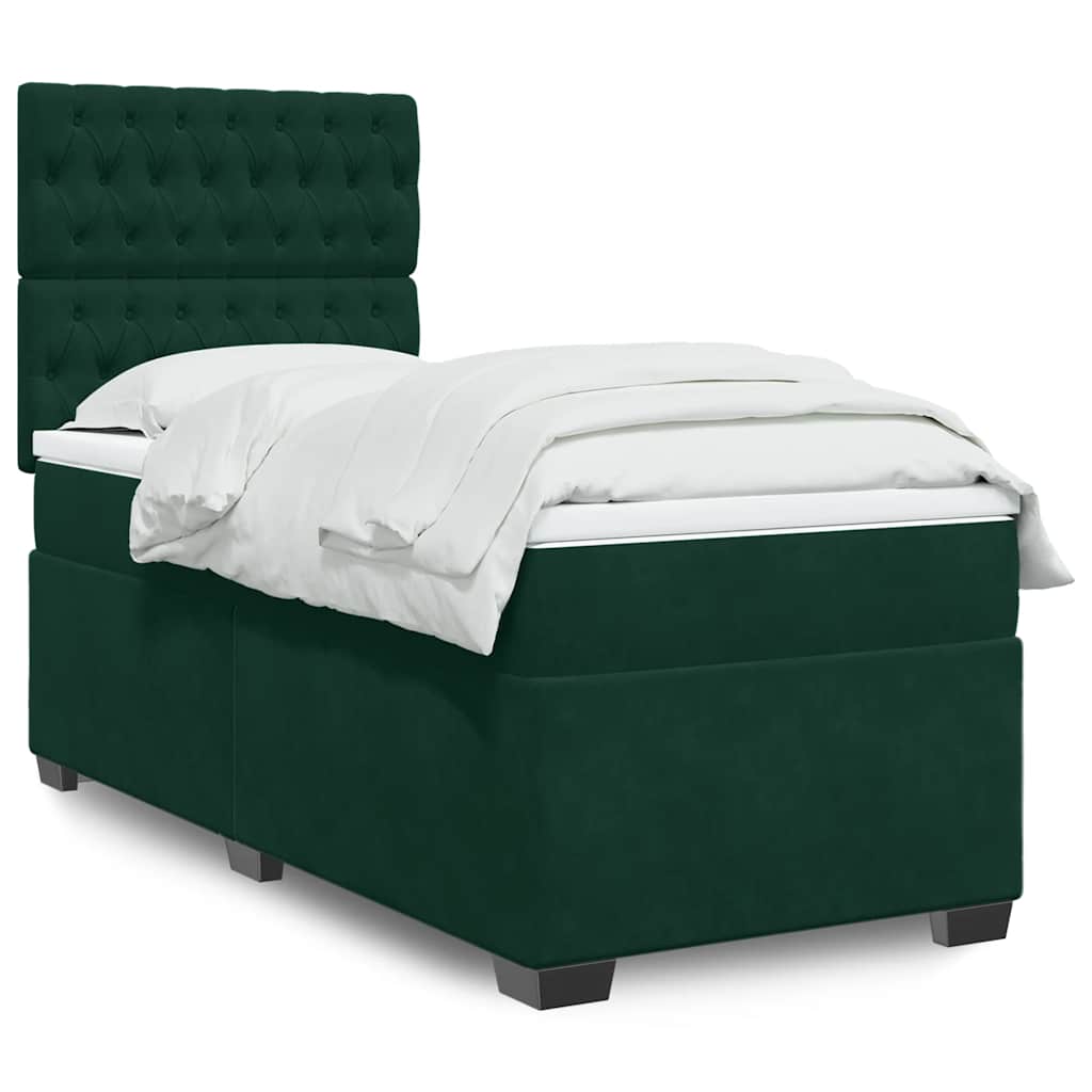 JUNG Vida Boxspringbett mit Matratze Dunkelgrün 80x200 cm Samt