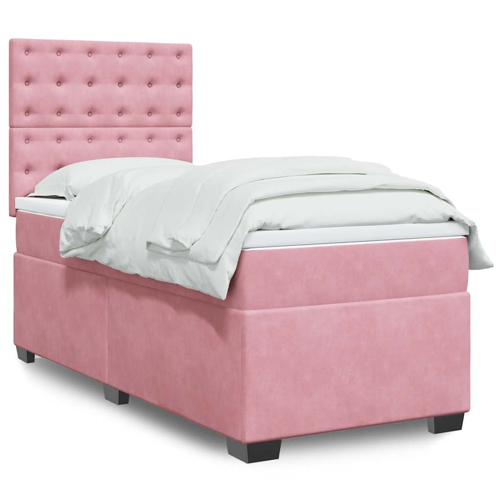 JUNG Vida Boxspringbett mit Matratze Rosa 90x190 cm Samt